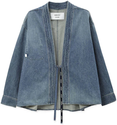 Ambush FW21 Denim Jacket Mid Blue with Strap Closure and Crochet Design BMYD002S21DEN0014500 Buy Ambush FW21 Denim Jacket Mid Blue with Strap Closure and Crochet Design BMYD002S21DEN0014500