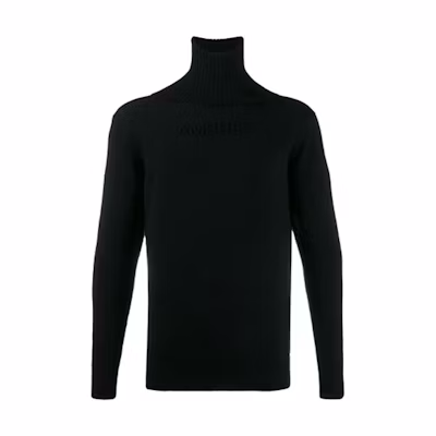 AMBUSH FW21 High Neck Wool Sweater with Embossed Logo Black 12111826BLACK