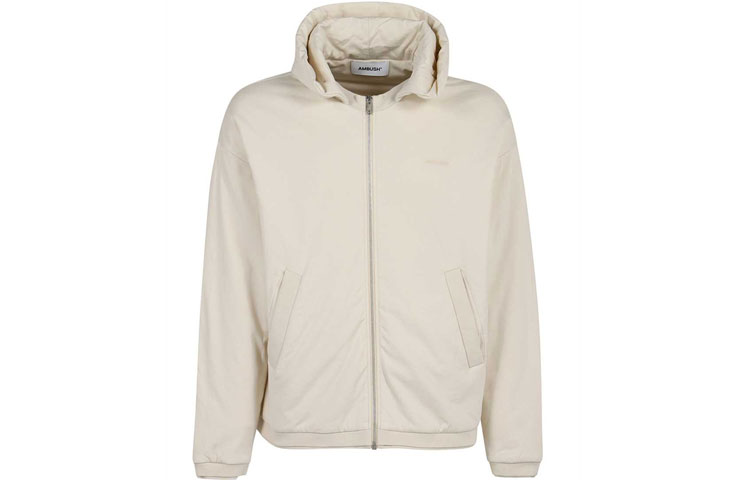 Ambush FW21 Logo Embroidered Zip-Up Hoodie Jacket White BMBB009F21FLE0010404