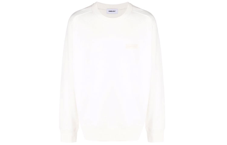 Ambush FW21 Logo Patch Long Sleeve Sweatshirt White BMBA014F21FLE0010303