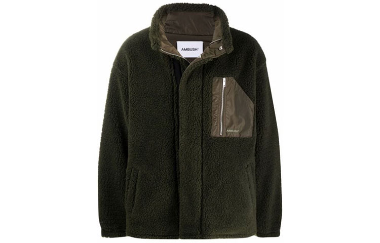 Order Chaqueta de Forro Polar Verde de Cuello Alto con Logo AMBUSH FW21 BMEA014F21FAB0015663