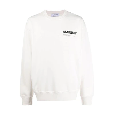 AMBUSH FW21 Logo Print Long Sleeve Crewneck Sweatshirt White Men’s. BMBA021F21FLE0010310