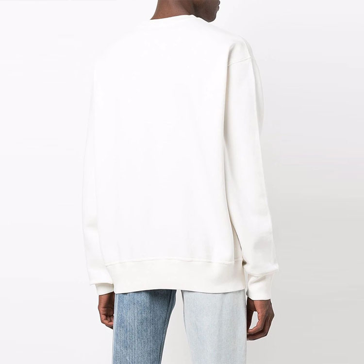 Shop AMBUSH 2021秋冬男士白色印花长袖圆领卫衣 BMBA021F21FLE0010310