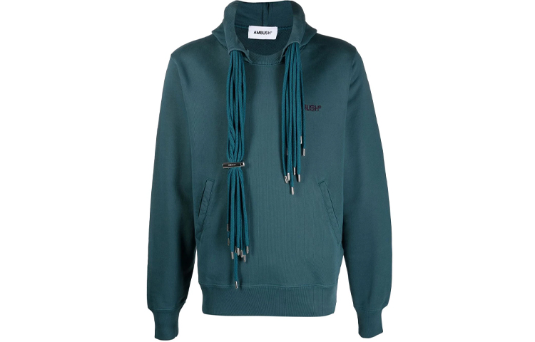 AMBUSH FW21 Logo Print Multi-Pattern Hoodie Men’s Teal Green. BMBB003F21FLE0014848