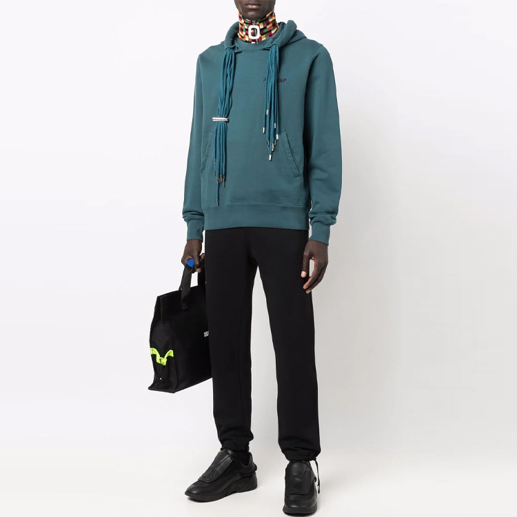 Purchase AMBUSH FW21 Hoodie Pola Multi Logo Pria Warna Hijau Teal. BMBB003F21FLE0014848