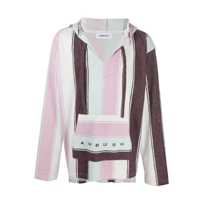 Ambush FW21 Logo Striped Print Hoodie Pink Unisex 12111644-SC3