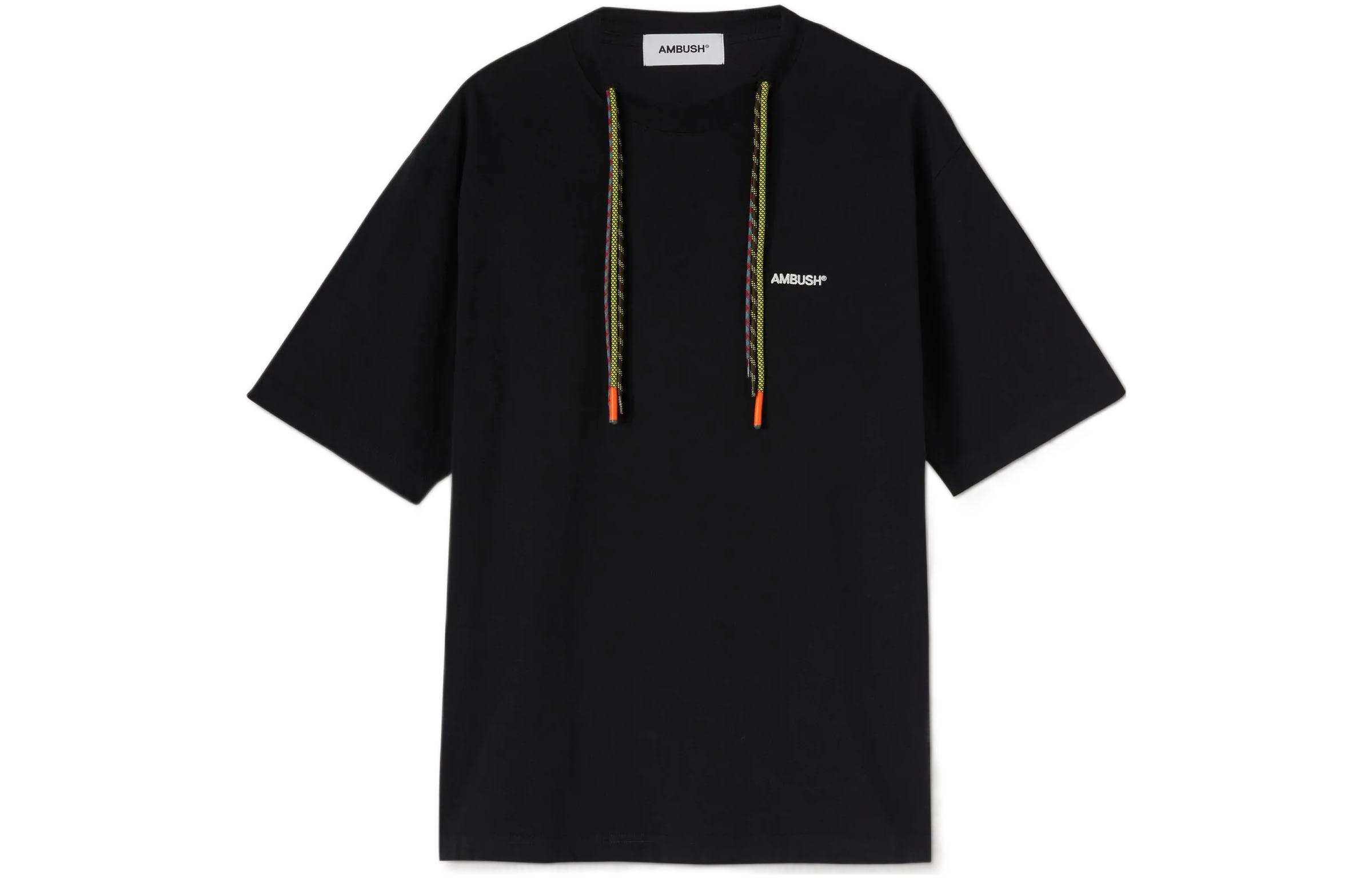 Order AMBUSH 2022秋冬 黑色抽绳细节圆领T恤。 BMAA056F22JER0011002