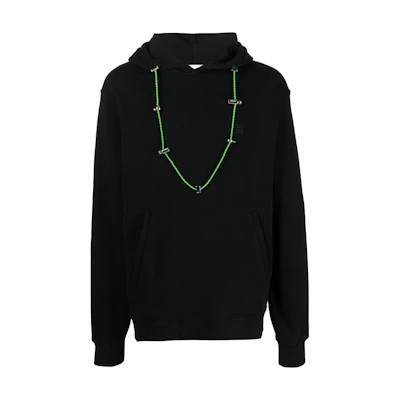 AMBUSH FW22 Black Loose Fit Hoodie with Chain Detail. BMBB023F22FLE0011084