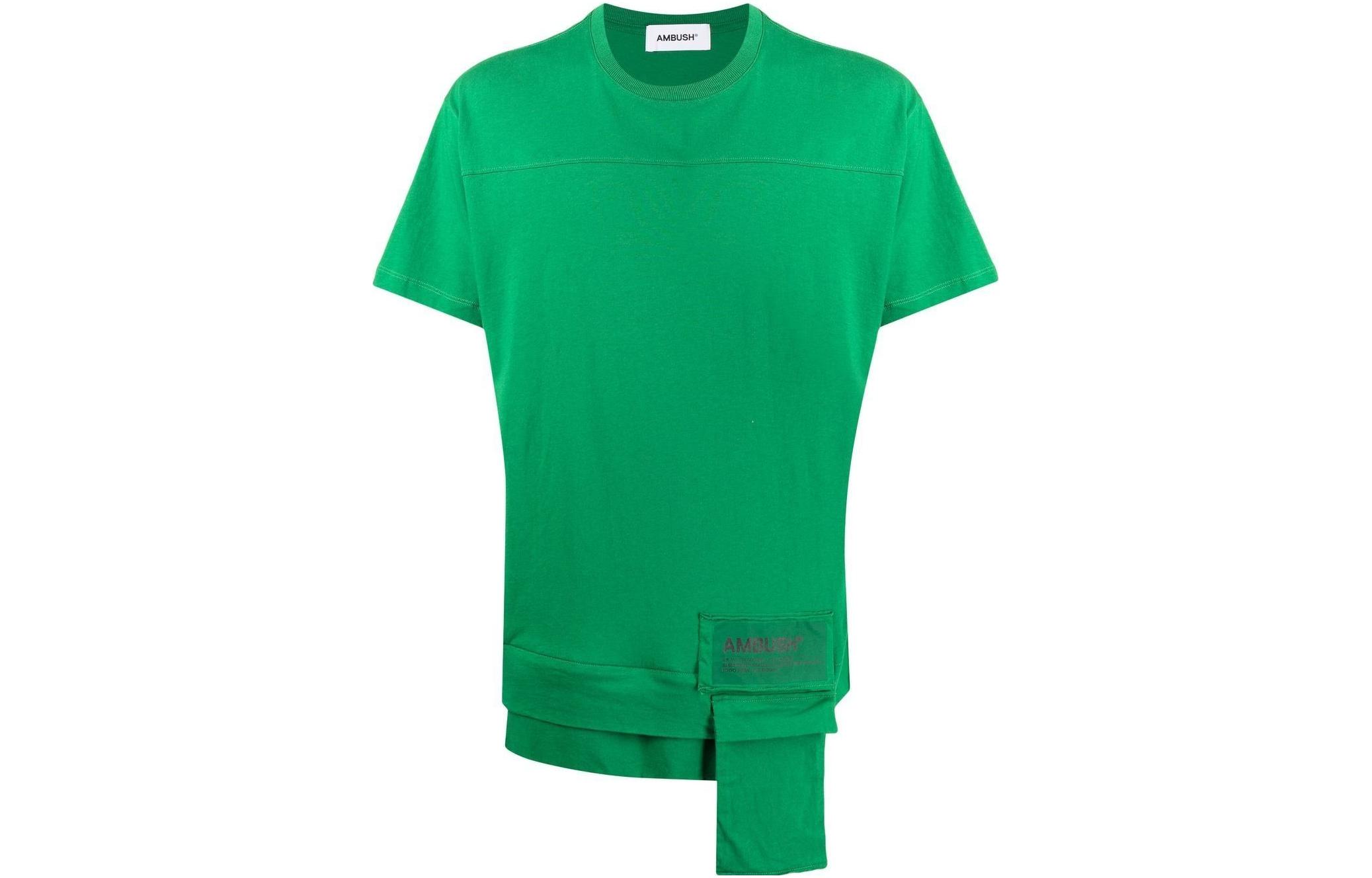 AMBUSH FW22  Green T-Shirt with Logo Patch and Waist Pocket. BMAA004F22JER0015552