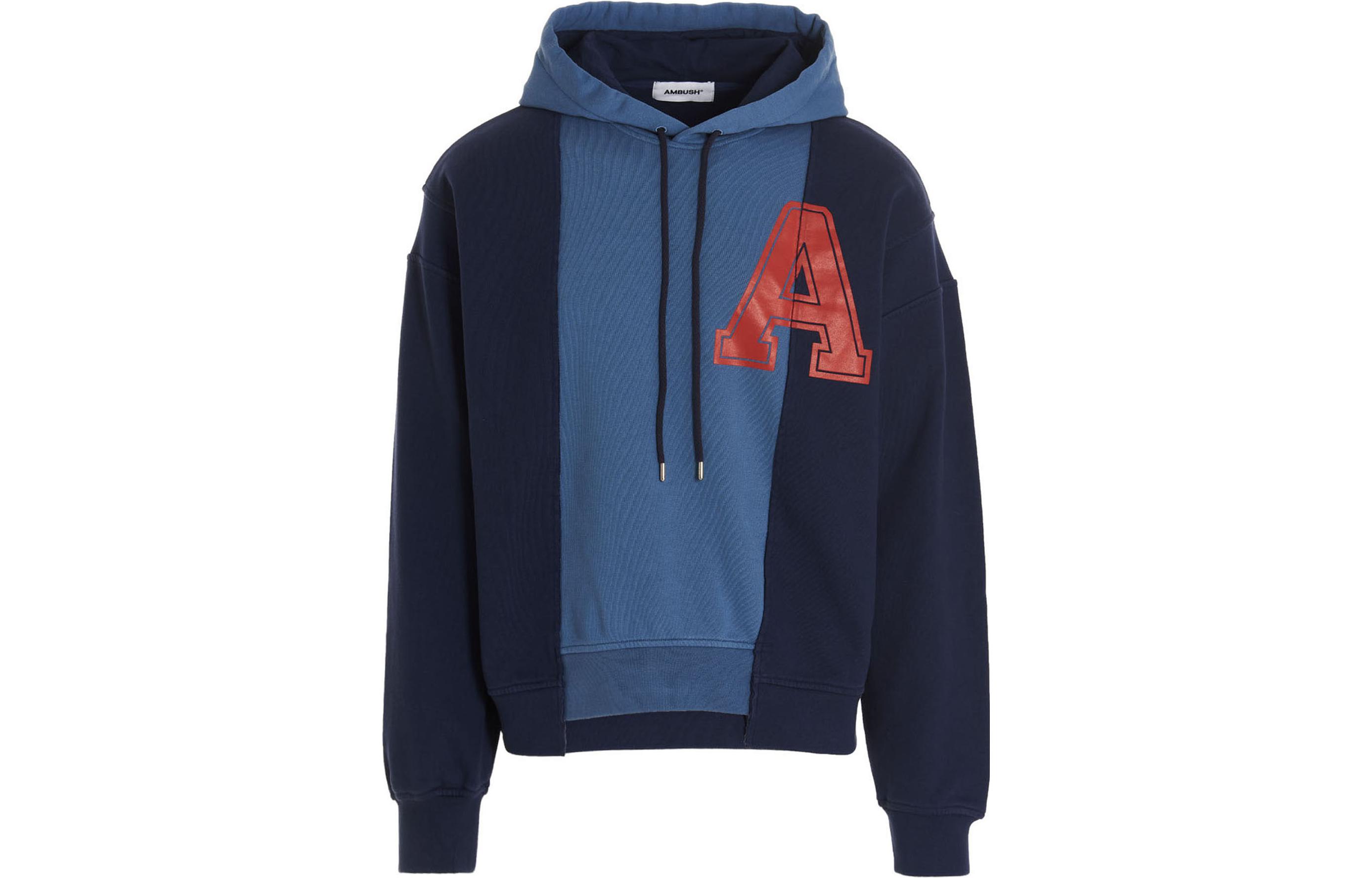 Ambush FW22 A-Logo Print Pullover Hoodie Blue () BMBB020F22FLE0014425