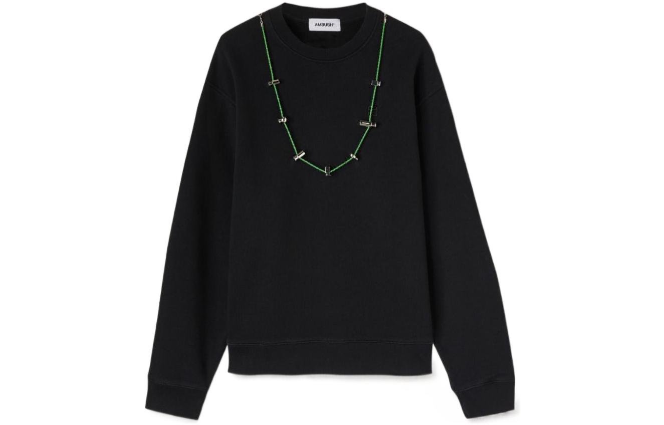 Ambush FW22 Black Chain Detail Crewneck Sweatshirt Long Sleeve BMBA028F22FLE0011055