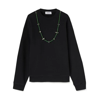 Ambush FW22 Black Chain Detail Crewneck Sweatshirt Long Sleeve BMBA028F22FLE0011055