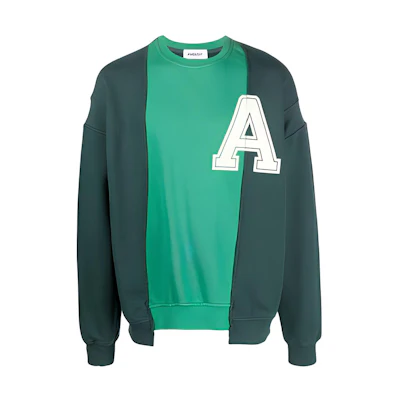 Ambush FW22 Colorblock Crewneck Pullover Sweatshirt Green BMBA026F22FLE0014802