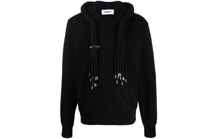 AMBUSH FW22 Multi-Knot Hoodie Black Long Sleeve Pullover. BMBB003F21FLE0011010