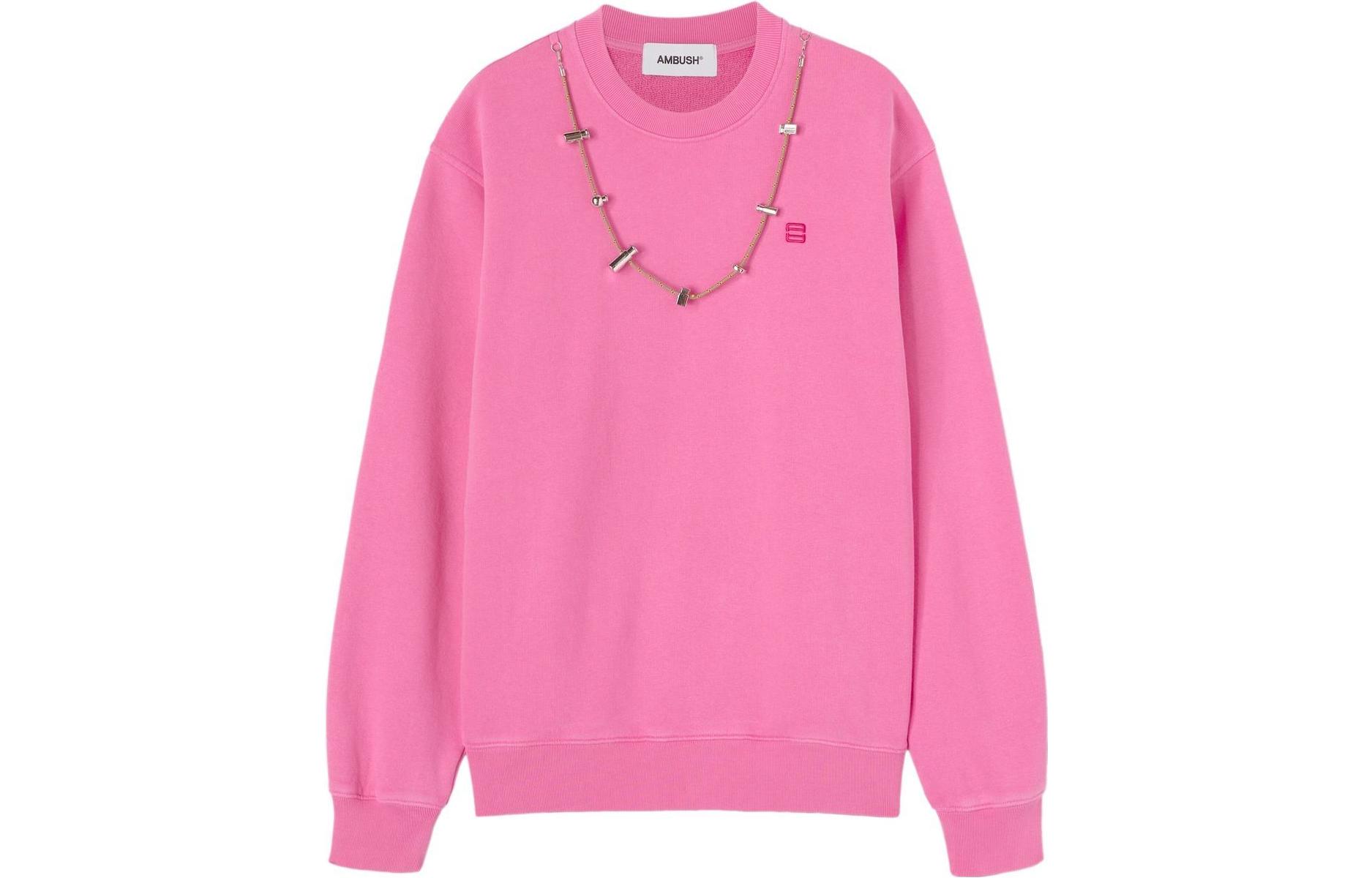 Ambush FW22 Pink Embroidered Necklace Detail Crewneck Sweatshirt Unisex BMBA028S23FLE0013230