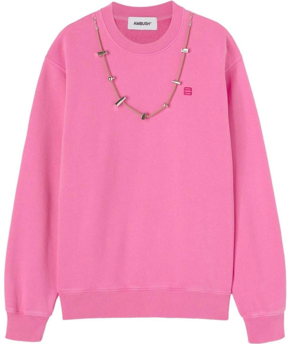 ambush-fw-22-pink-embroidered-necklace-detail-crewneck-sweatshirt-unisex-bmba-028-s23-fle-0013230