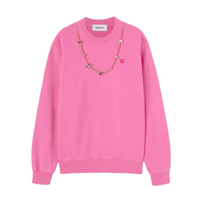 Ambush FW22 Pink Embroidered Necklace Detail Crewneck Sweatshirt Unisex BMBA028S23FLE0013230