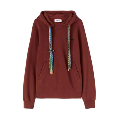 Ambush FW22 Rust Red Letter Embroidered Drawstring Ribbon Hoodie BMBB021F22FLE0012884