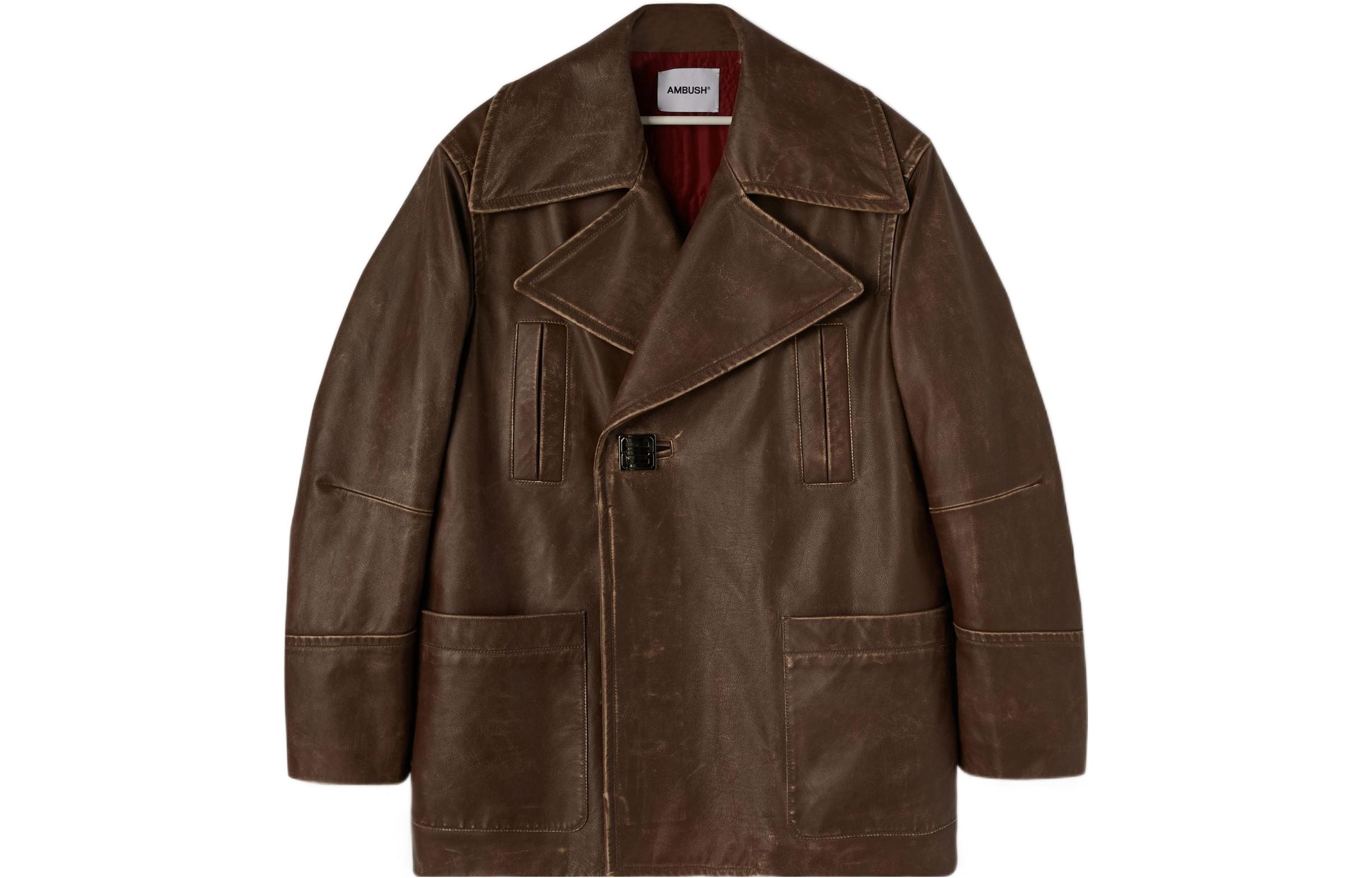 Ambush FW22 Solid Color Button Straight Long Sleeve Jacket Brown Mens BMJA018F22LEA0016400