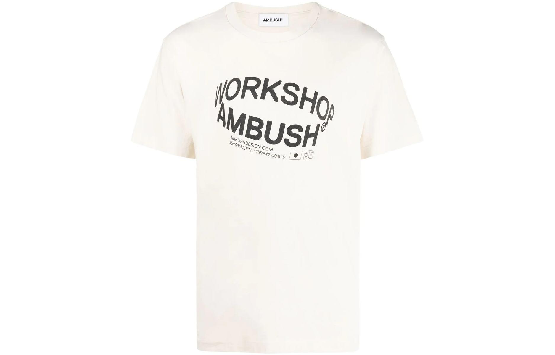 Ambush FW22 Solid Logo Crewneck T-Shirt Men’s Light Beige BMAA064F22JER0010310