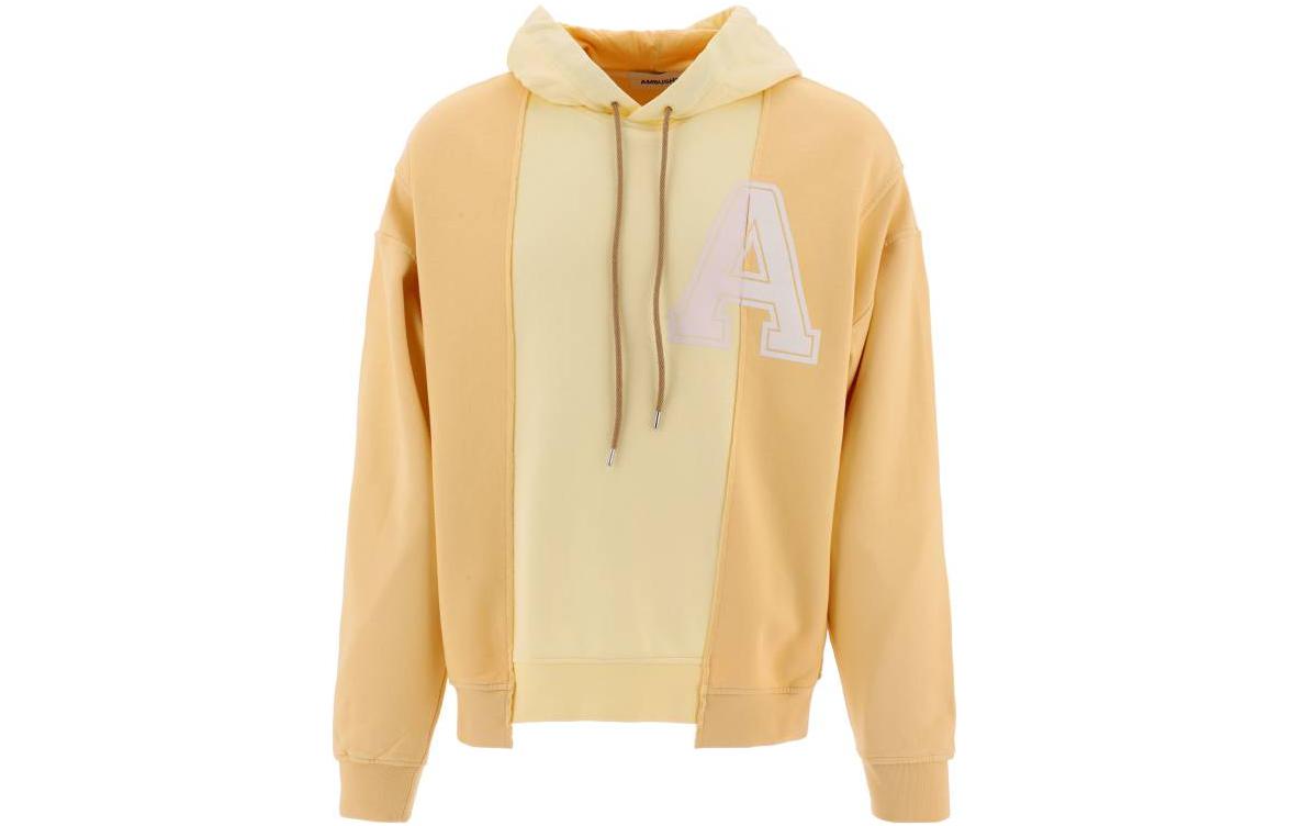 Ambush FW22 Yellow Colorblock Logo Print Pullover Sweatshirt Men BMBB020F22FLE0011902