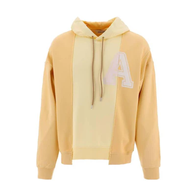 Ambush FW22 Yellow Colorblock Logo Print Pullover Sweatshirt Men BMBB020F22FLE0011902