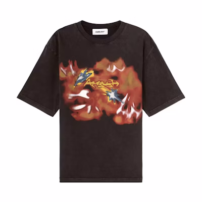 AMBUSH FW23 Abstract Print Black Unisex Crewneck Short Sleeve T-Shirt. BMAA084F23JER0011025