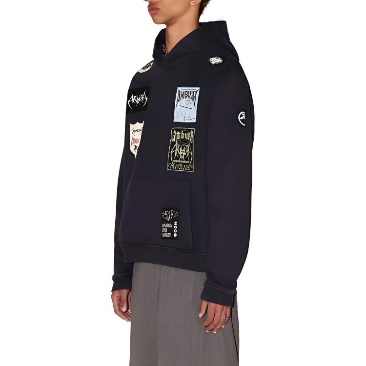 Purchase AMBUSH FW23 藍色拼接款式男女連帽衫。 BMBB030F23FLE0014646