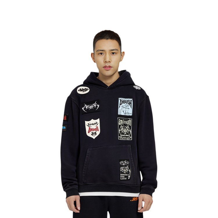 Details for AMBUSH FW23 藍色拼接款式男女連帽衫。 BMBB030F23FLE0014646