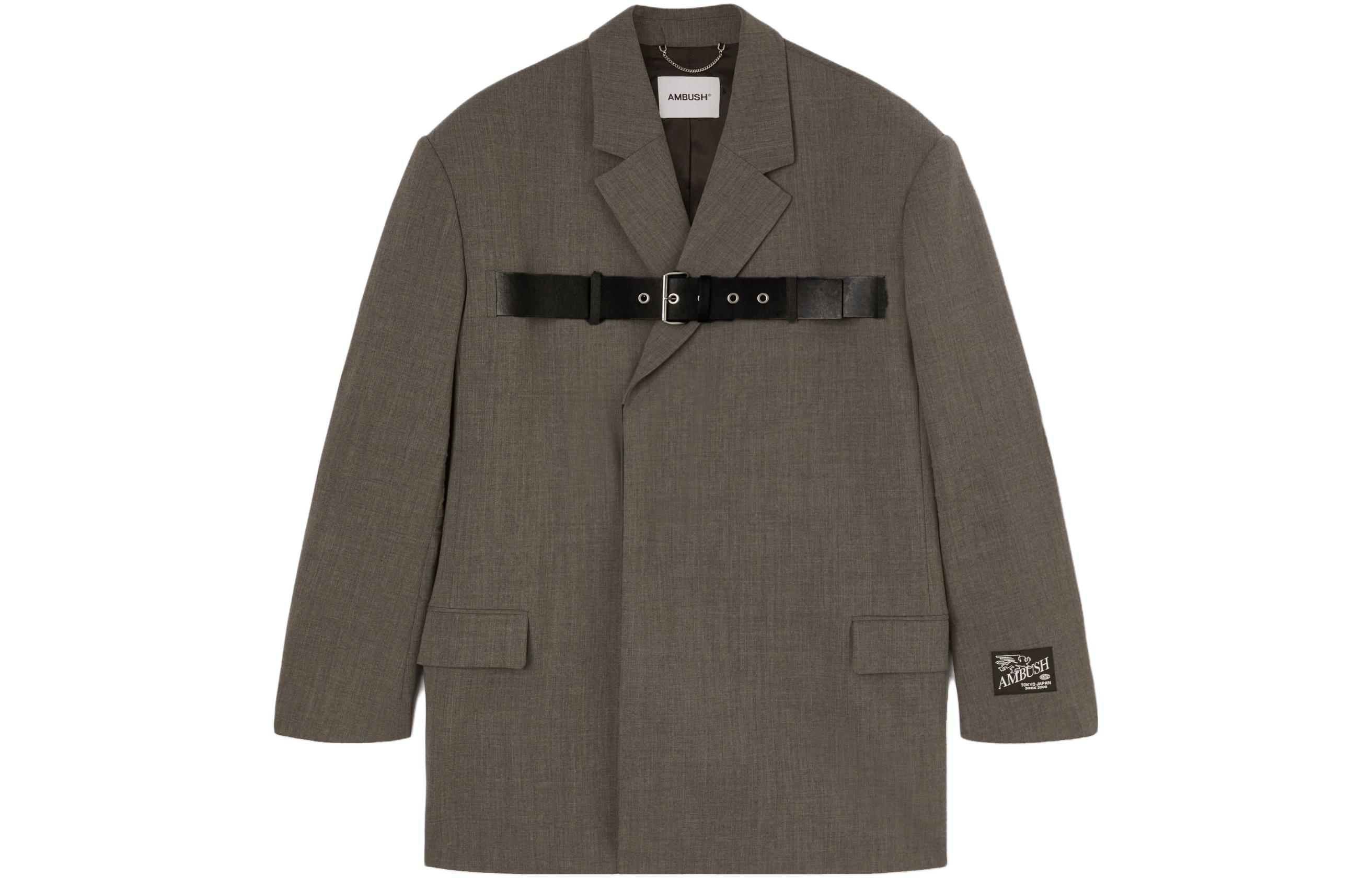 Ambush FW23 Brown Belted Blazer Jacket Unisex Casual Style BMEN041F23FAB0010800