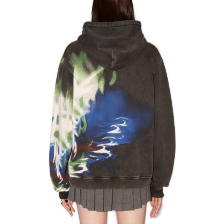 Shop AMBUSH FW23 圖案印花黑色連帽衫男女款毛衣。 BMBB028F23FLE0011047