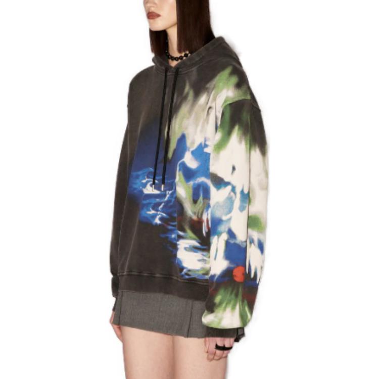 Purchase AMBUSH FW23 圖案印花黑色連帽衫男女款毛衣。 BMBB028F23FLE0011047