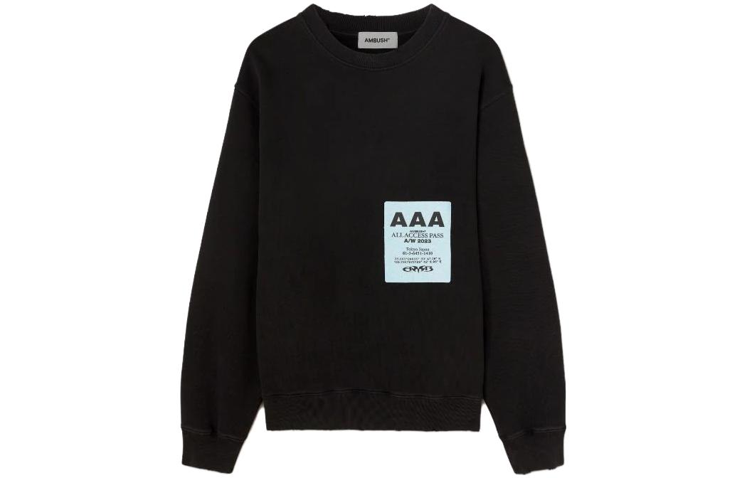 Ambush FW23 Logo Crewneck Pullover Long Sleeve Sweatshirt Black () BMBA033F23FLE0011001