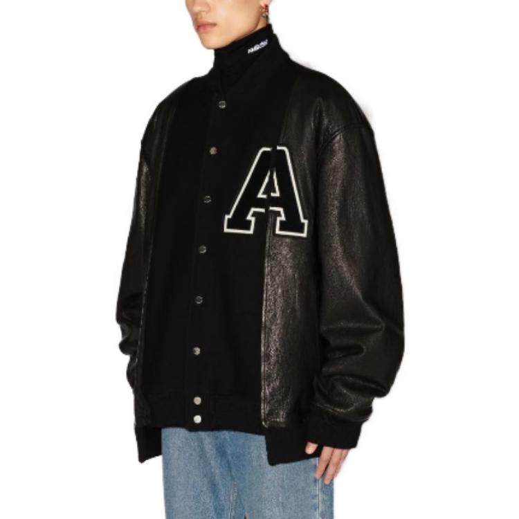 Purchase AMBUSH FW23 Unisex V-Neck Single-Breasted Baseball Jacket Black. BMJA022F23LEA0011010