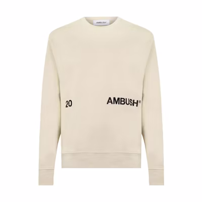 Ambush Letter Pattern Crewneck Pullover Long Sleeve Sweatshirt Beige () BMBB003S21FLE0016110