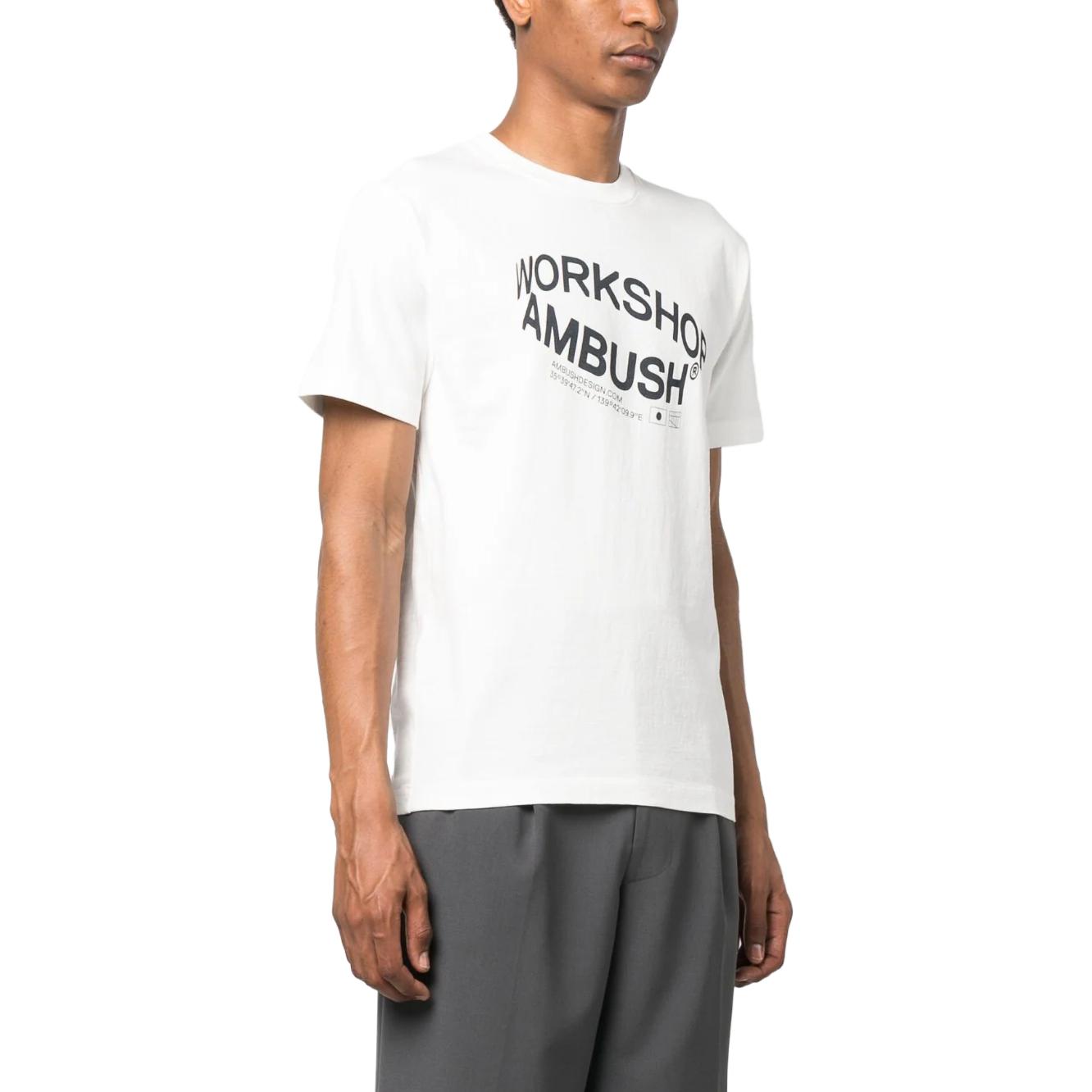 Details for AMBUSH 字母印花男女同款白色短袖圆领T恤 BWAA037S23JER001-0247