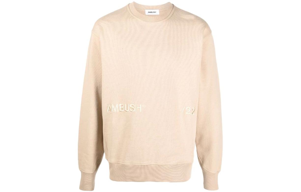 Ambush Logo Embroidered Crewneck Sweatshirt Light Brown () BMBA005S22FLE0016161