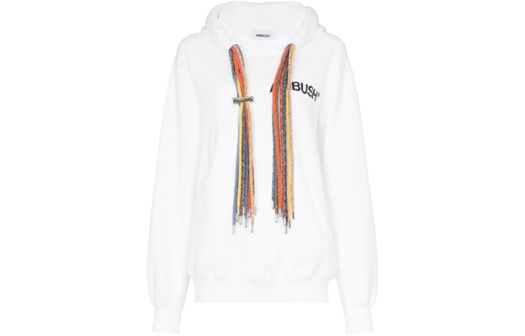 Ambush Logo Print Drawstring Hoodie Unisex White 12111684