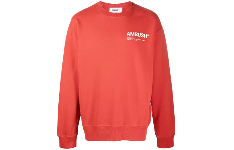 Ambush Logo Print Oversized Crewneck Sweatshirt Red () BMBA021F21FLE0012503