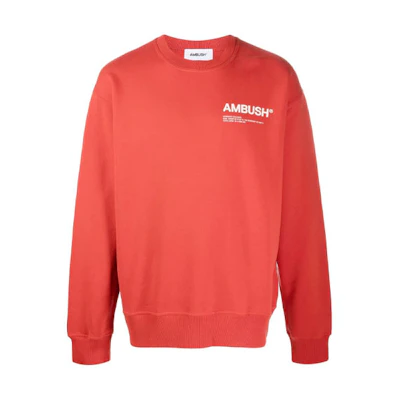 Ambush Logo Print Oversized Crewneck Sweatshirt Red () BMBA021F21FLE0012503