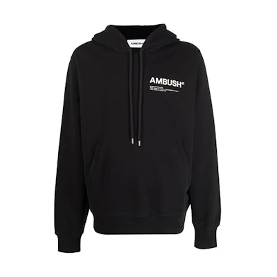 AMBUSH Logo Print Oversized Hoodie Menswear - Black BMBB012F21FLE0011003