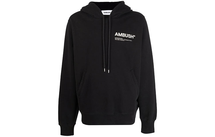 Order AMBUSH Hoodie Pria Oversized Logo Print - Hitam BMBB012F21FLE0011003
