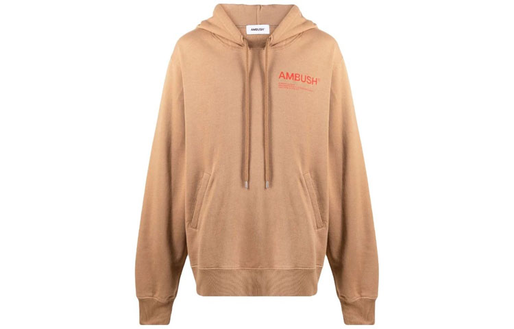 Ambush Logo Print Pullover Hoodie Beige Men BMBB012F21FLE0016225