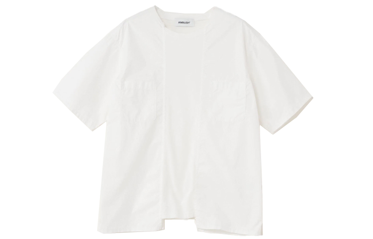 Ambush Mixed Material Crewneck T-Shirt White 15380064