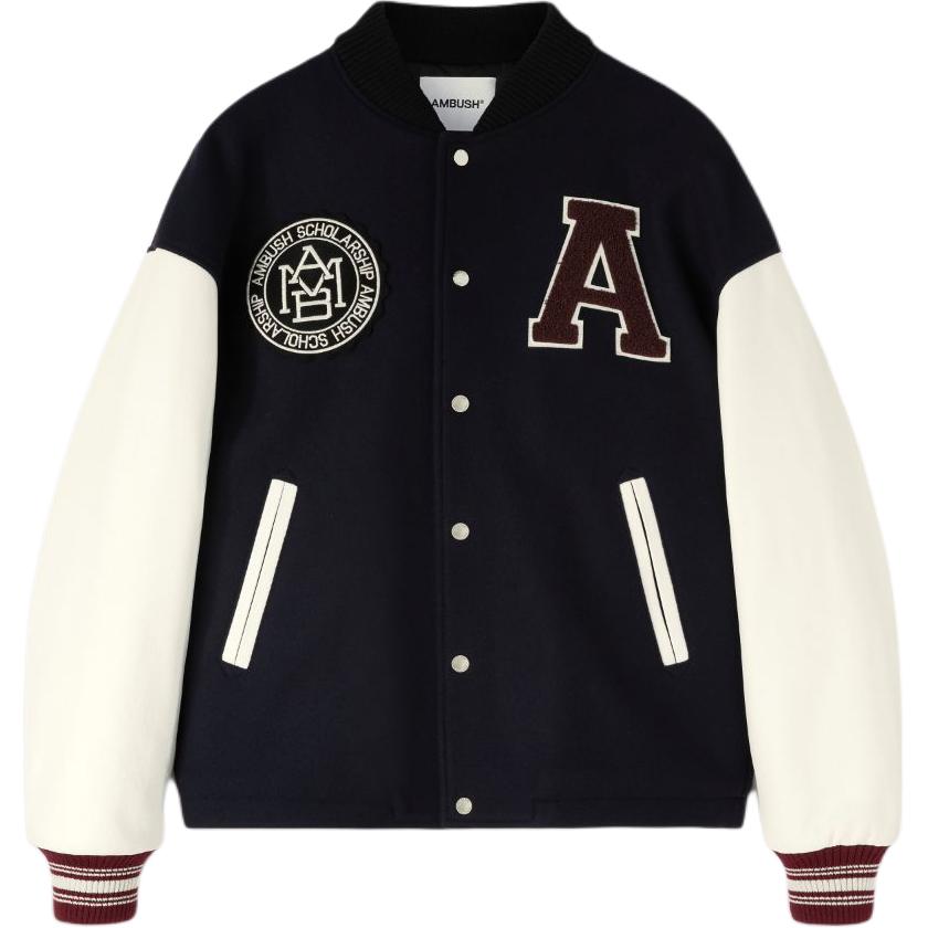 Ambush Navy Blue Minimalist Letter Patch Button-Up Jacket for Men BMEK002F24FAB0014628