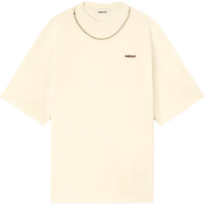 Ambush Oversized Logo Tee with Ball Chain Accent - Tofu White. BMAA001F24JER0013110 Buy Ambush Oversized Logo Tee with Ball Chain Accent - Tofu White. BMAA001F24JER0013110