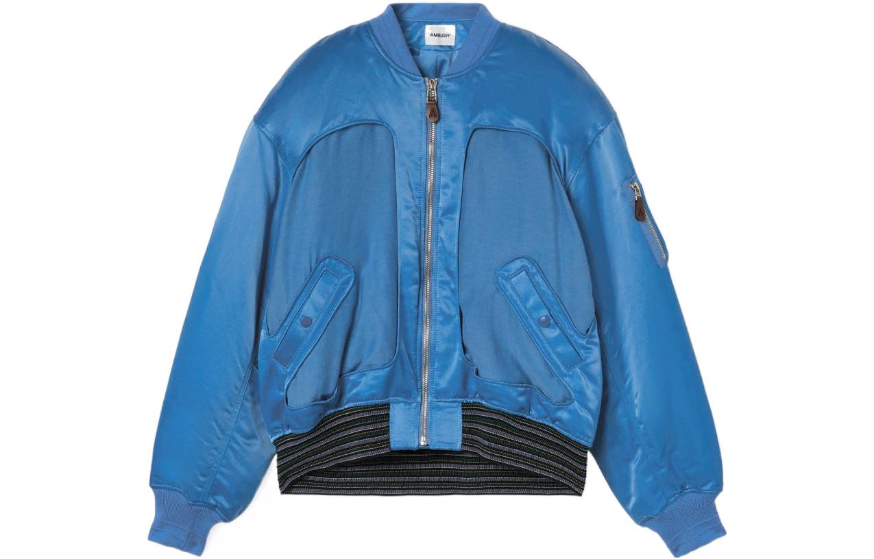 Ambush Patchwork Striped Bomber Jacket Blue BMEH004S22FAB0014700