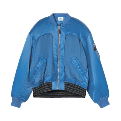 Ambush Patchwork Striped Bomber Jacket Blue BMEH004S22FAB0014700