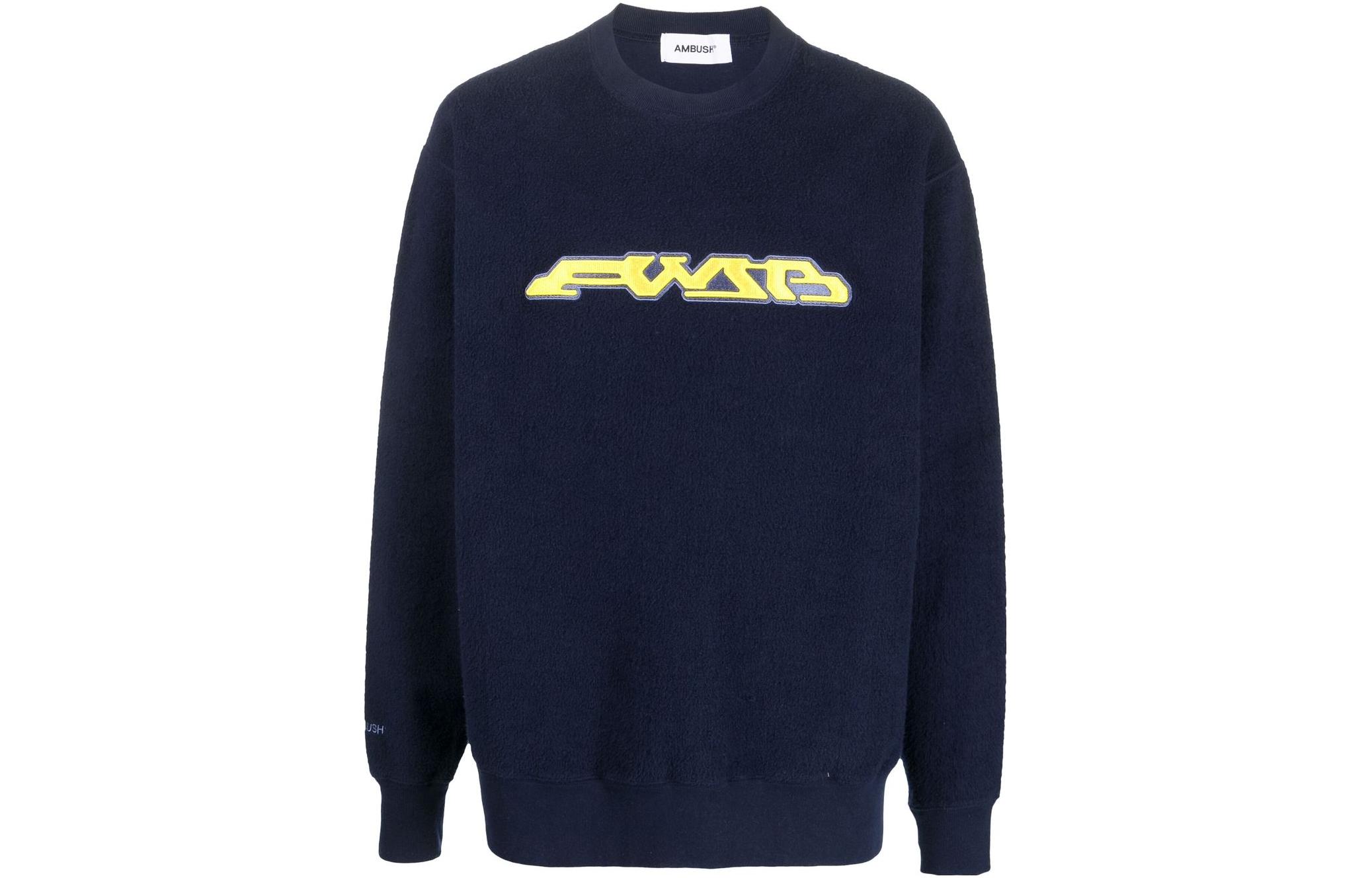 Ambush Pattern Print Loose Crewneck Sweatshirt Navy Blue () BMBA030S23FLE0014618