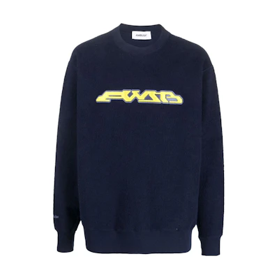 Ambush Pattern Print Loose Crewneck Sweatshirt Navy Blue () BMBA030S23FLE0014618